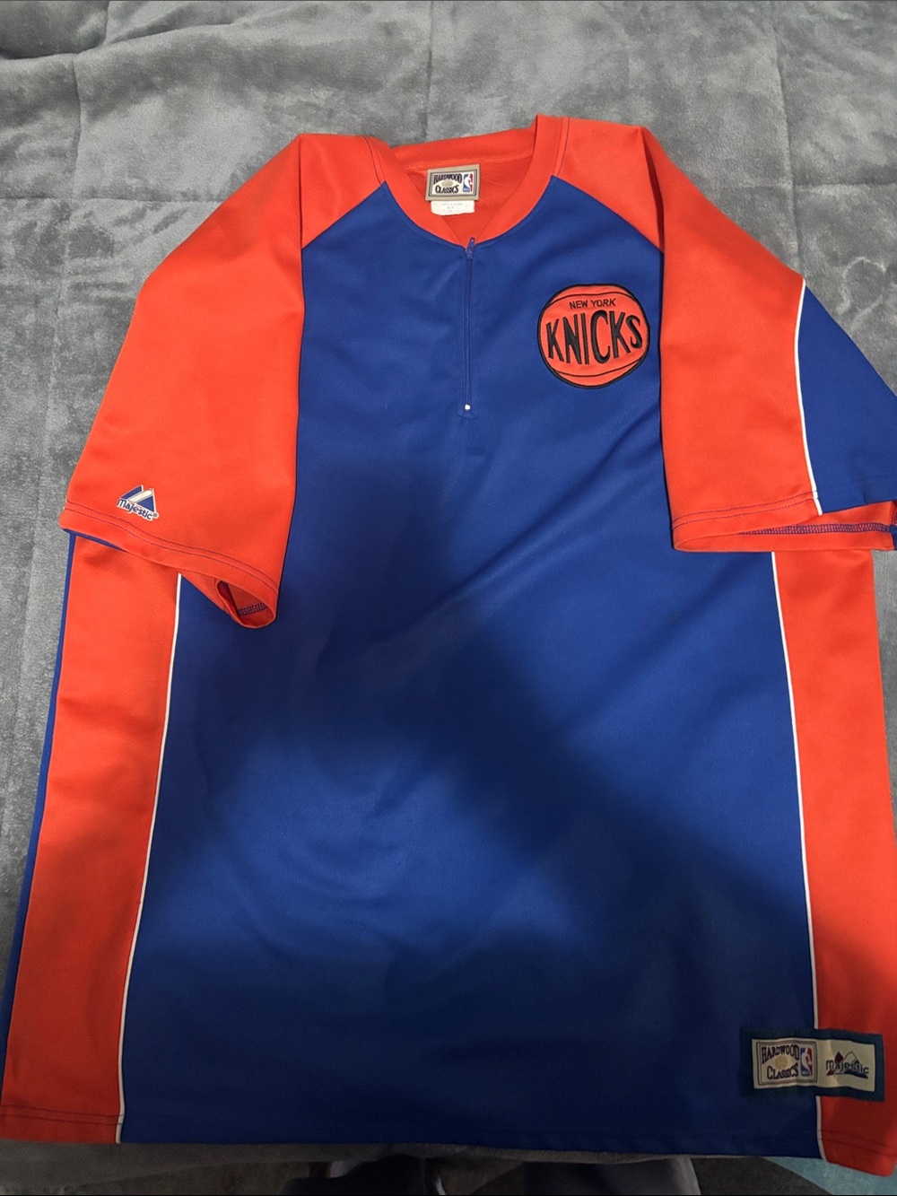 New York Knicks Blue & Orange Short-Sleeve Warm-Up Jersey